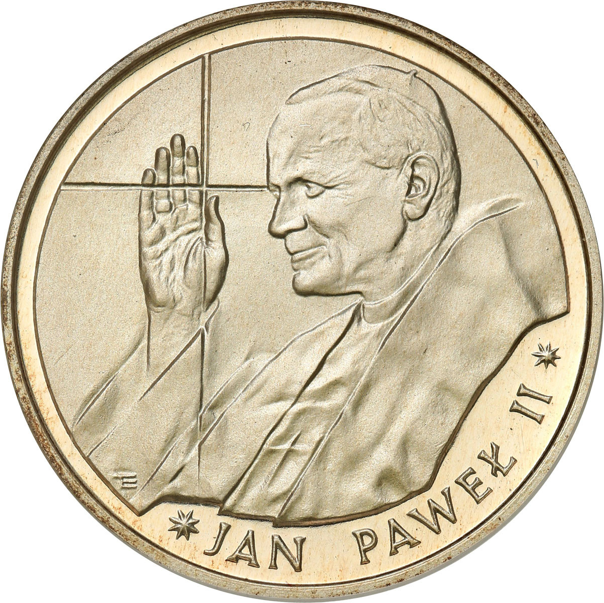 PRL. 10.000 złotych 1988 Jan Paweł II - cienki krzyż